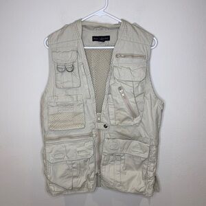 Vintage Banana Republic Vest Khaki Safari Photographer Fishing Vented Men's XS